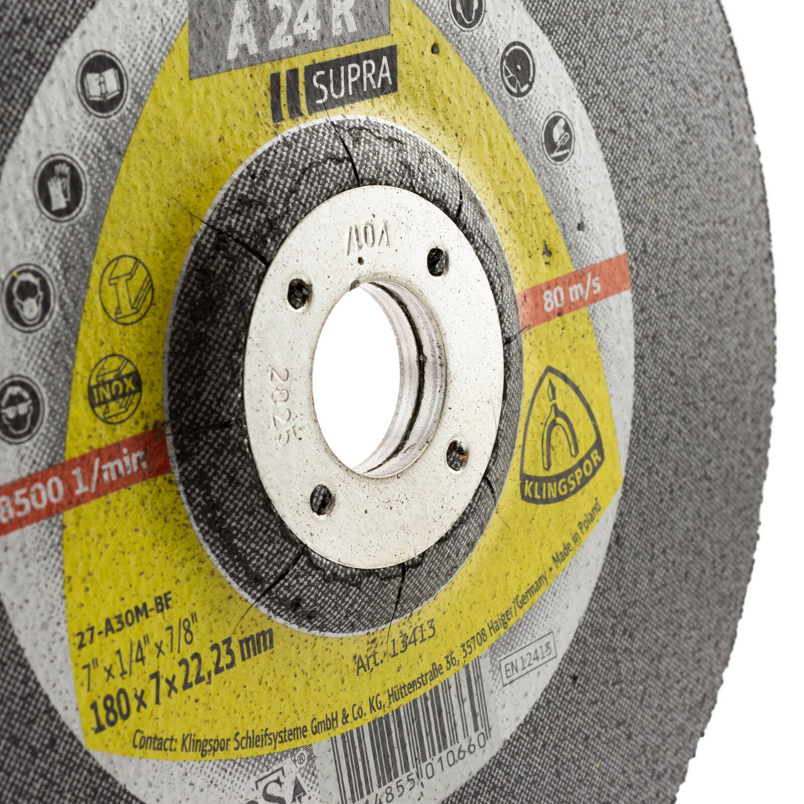 13413_10 Klingspor Inox A 24 R Supra 7" 180mm Grinding Disc 10pk - Image 1