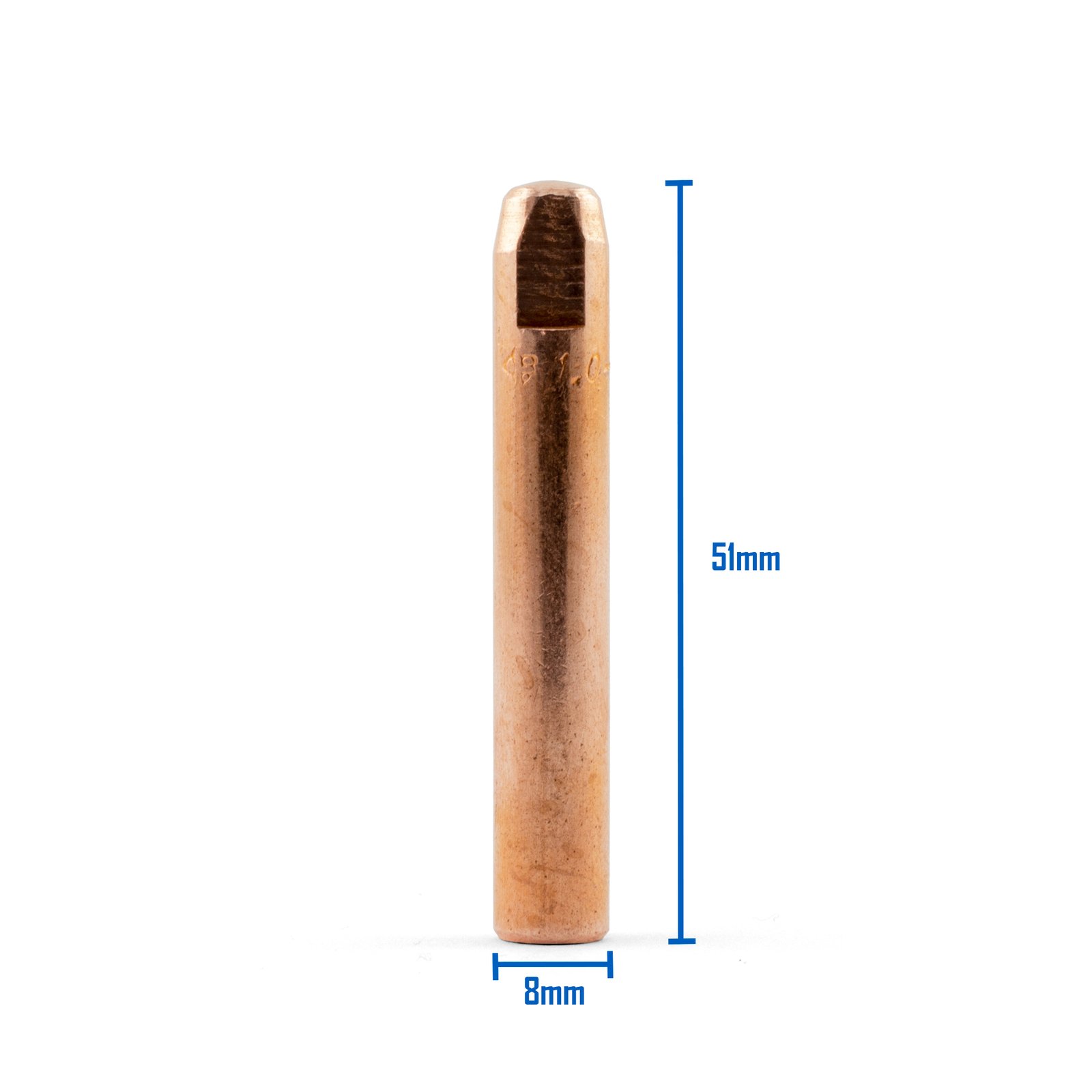 1588-5 Bernard Style MIG Contact Tips 0.8mm 51mm 5 Pack - Image 1