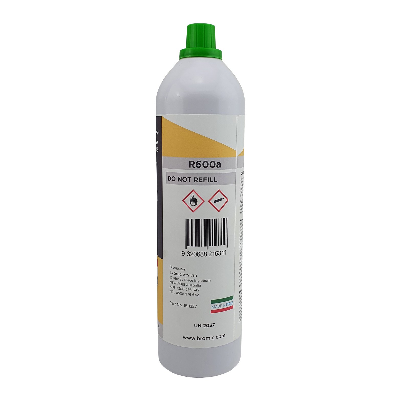 Bromic R600a Isobutane Disposable Refrigerant Gas Cylinder - 420g