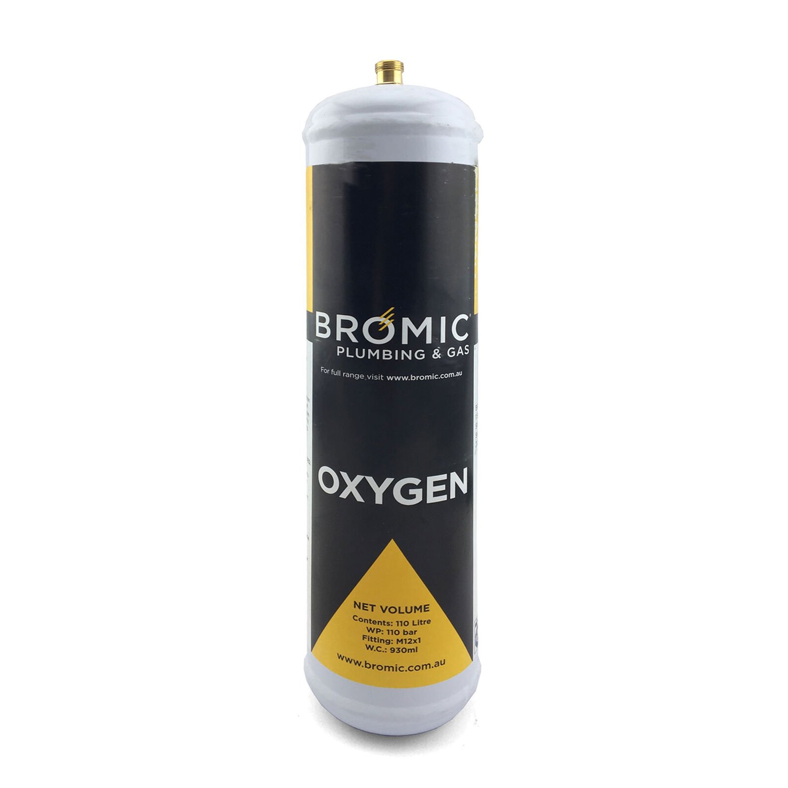 Bromic 400300 1L Disposable Oxygen Gas Bottle 12mm Thread