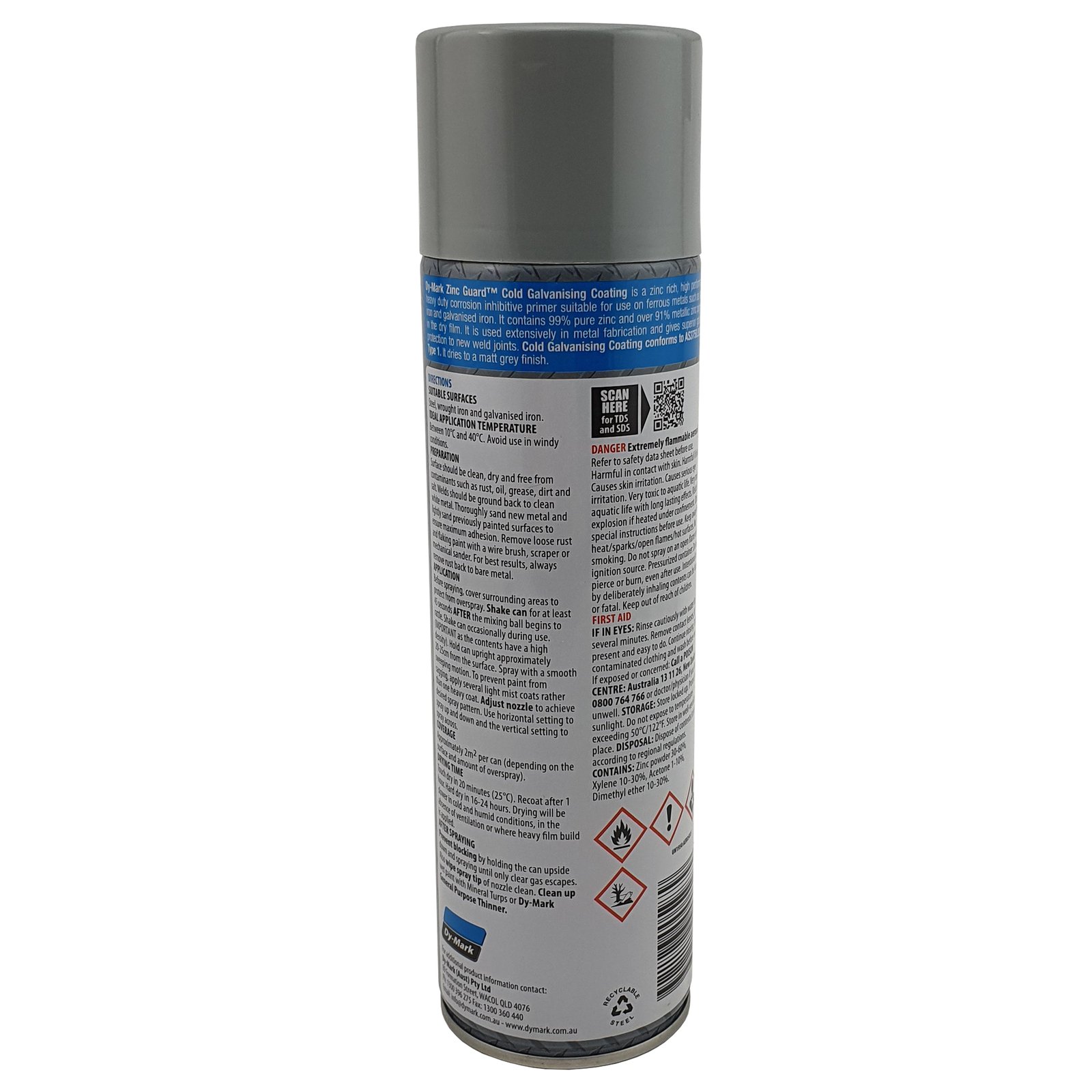 Dy-Mark Cold Galv Zinc Galvanizing Compound 400g Aerosol Australian Made