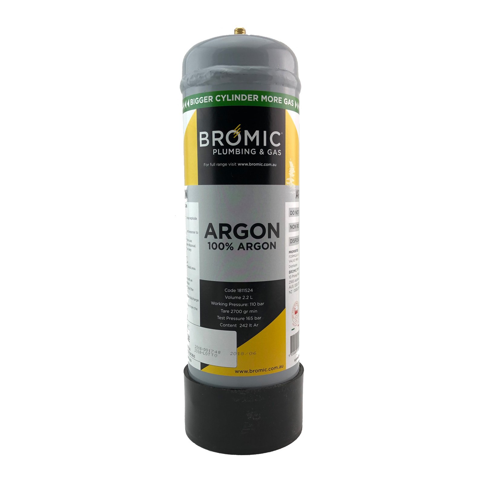 Disposable ARGON Gas Bottle 2.2 Litre - 2 x Bottle Combo Kit