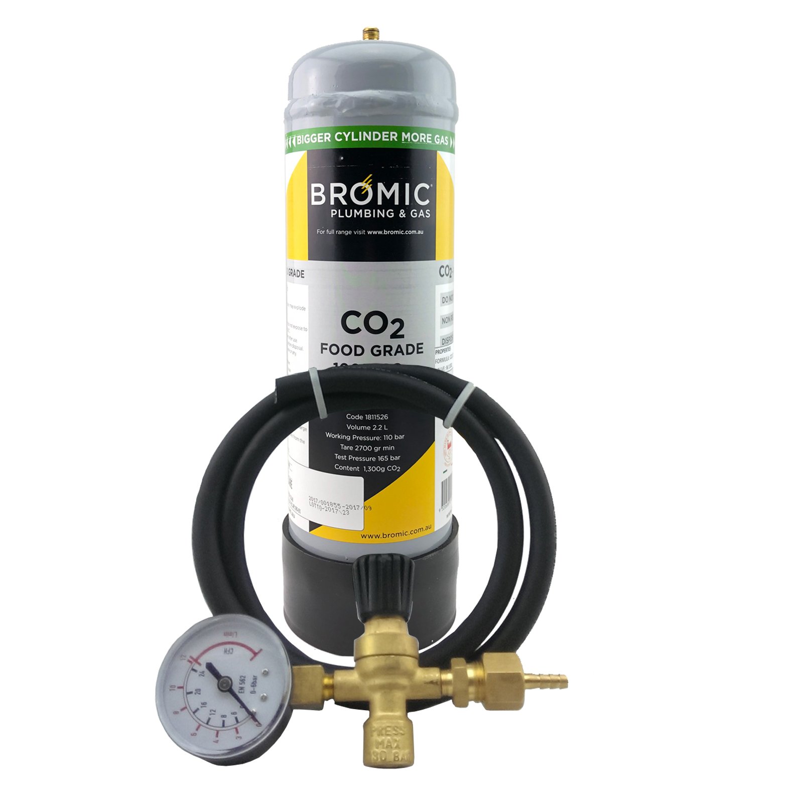 Disposable Food Grade Co2 Gas Bottle 2.2 Litre - Combo Kit