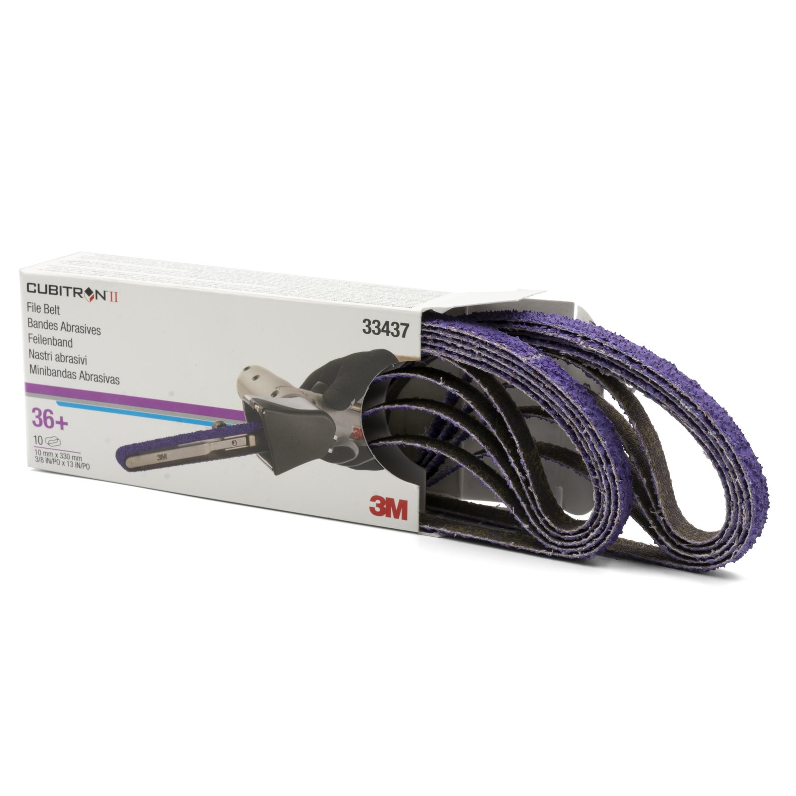 3M Cubitron 2 36 Grit File Belt 10x330mm 33437 10 Pack