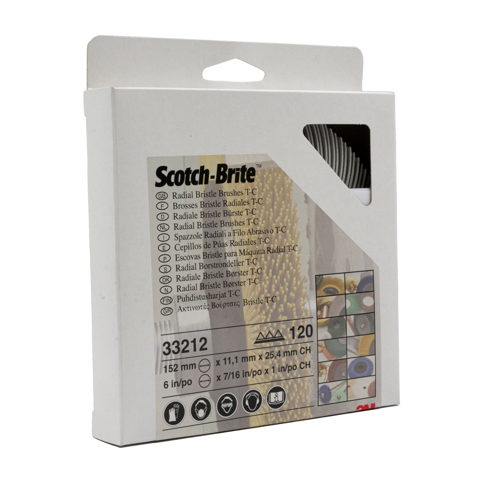 3M 61500187747 150mm x 12mm Scotch-Brite 120 Grit Curved Radial Bristle Brush