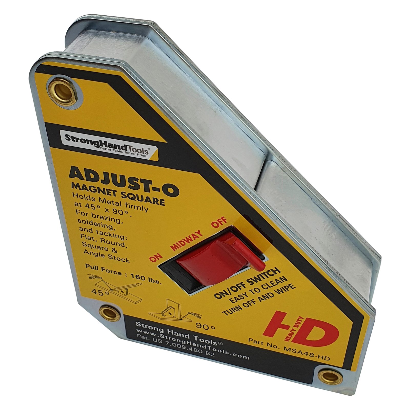 5 x Strong Hand Adjust-O Magnet Square Large Mag - On/Off 75kg Pull Force