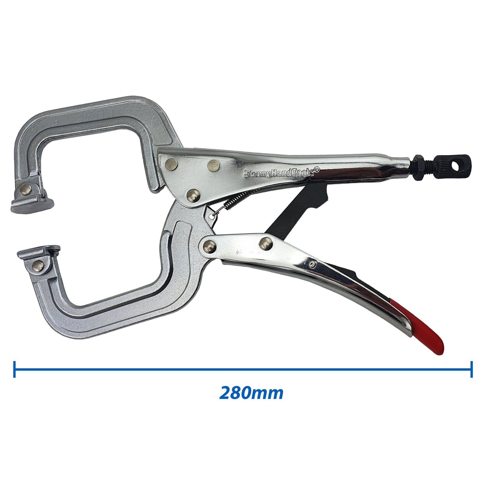 5 x Strong Hand Locking C-Clamp Pliers 280mm Long with Swivel Pad Ends