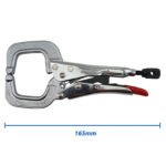 2 x Strong Hand Locking C-Clamp Pliers 165mm Long with Round Ends - Image 5