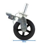 200mm (8"x2") Rubber Coated Castors for 2 Ton Pipe Stand 900 lbs (410kg) Load Rating - 4 E - Image 5