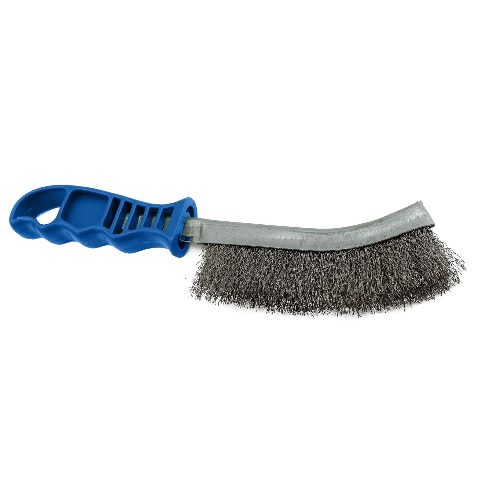 2 x Stainless Steel Wire Brush - Blue Plastic Handle Single Row S/S