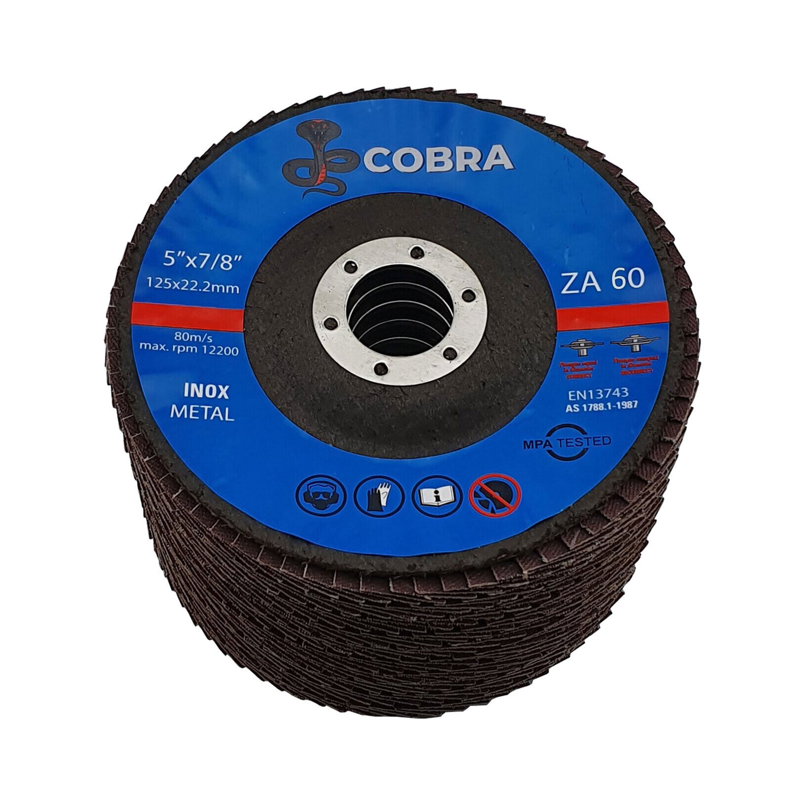 COBRA 5" 125mm 60GRIT Flap Disc 50 Pack