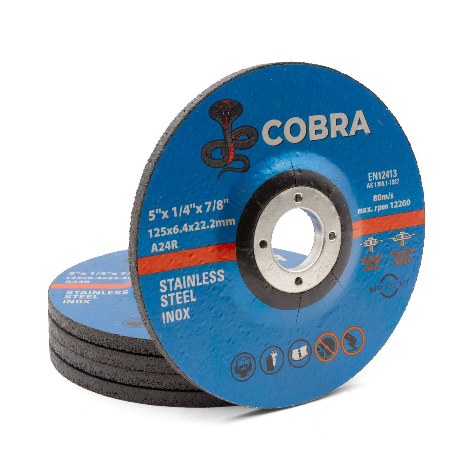 100 x Cobra 5" x 6mm Grinding Disc - INOX Steel - 125mm