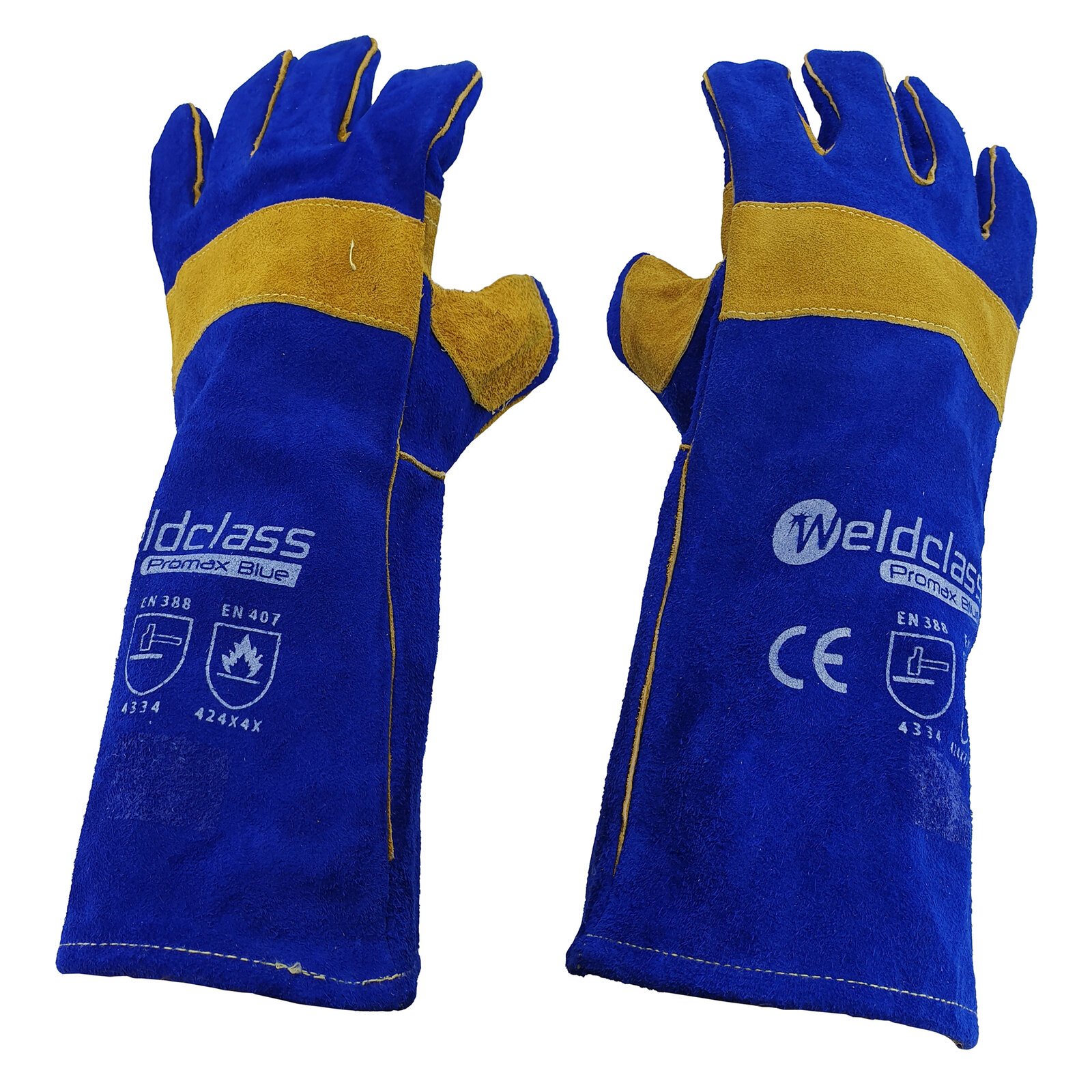 Promax Blue Mig Welding Gloves - 1 Pair - 40cm Long