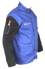 3XL Weldclass Welding Jacket - BLUE FR with Leather Sleeves - Image 2