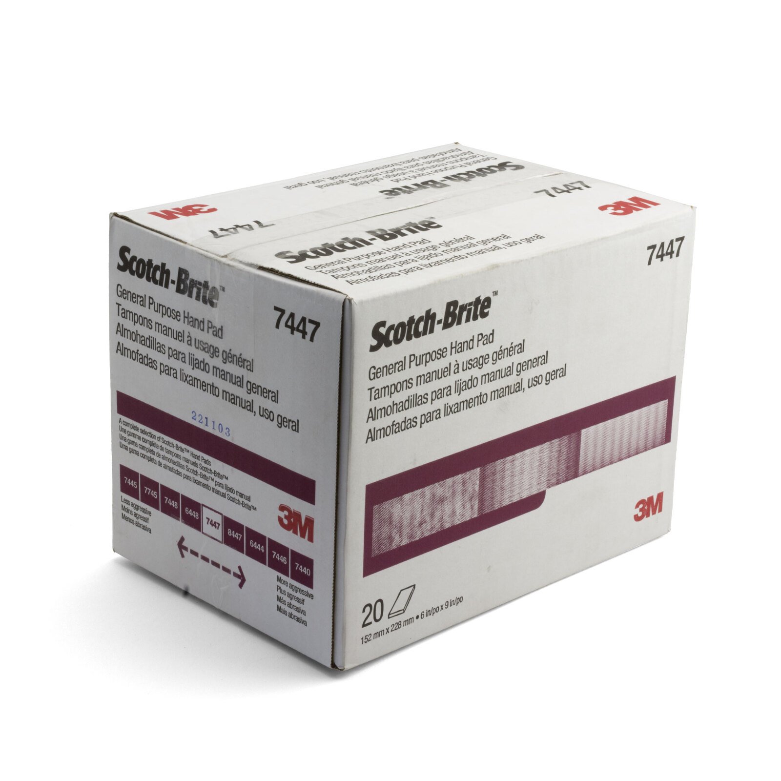 3M 150mm x 230mm Scotch-Brite 7447 General Purpose Hand Pad - 20 Each