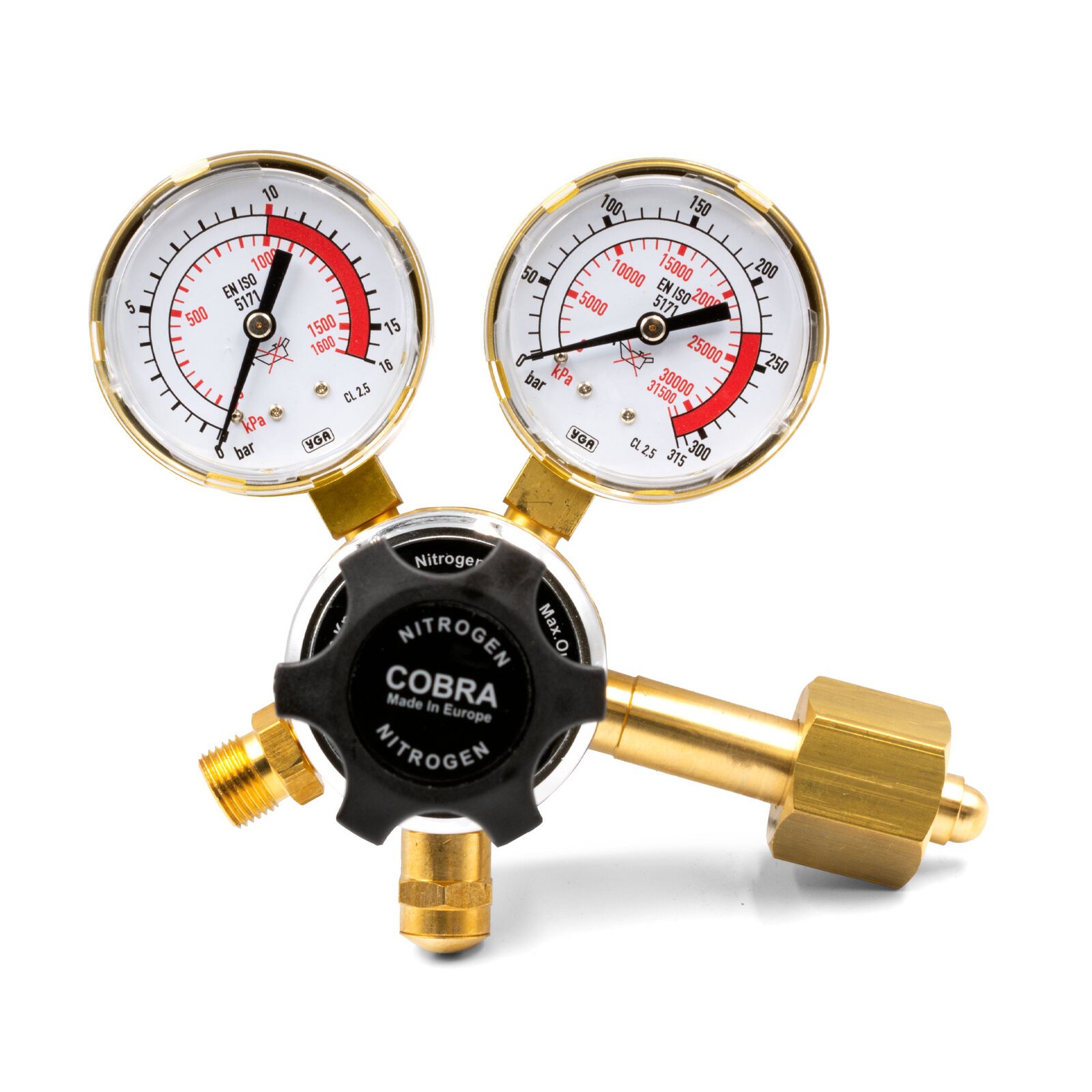 COBRA Home Brew Regulator Nitrogen Regulator Side Inlet 0-1000 kPa