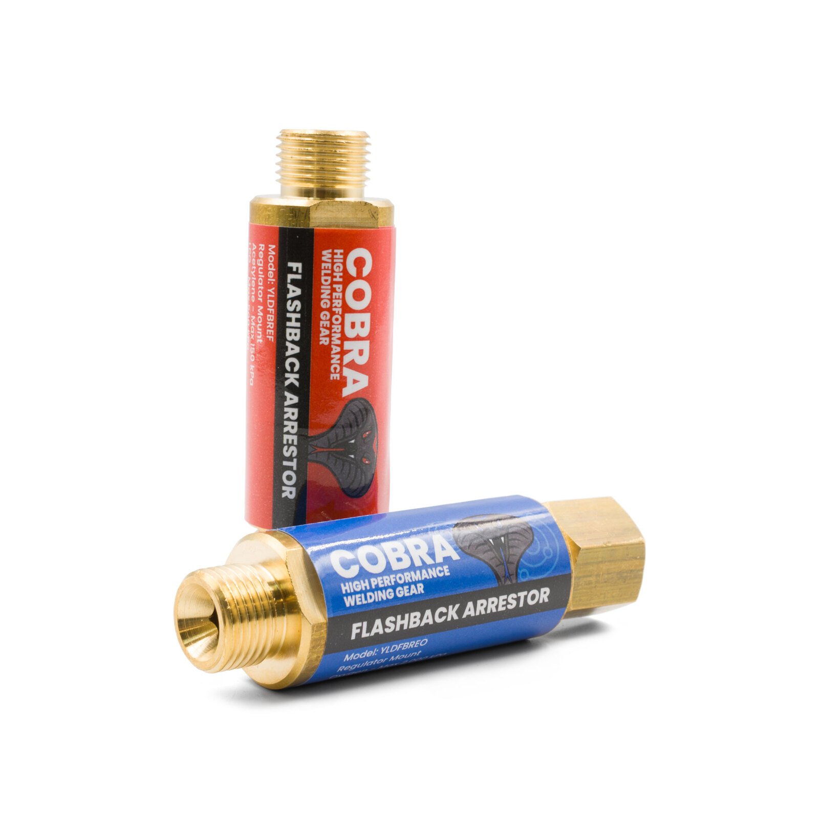 YLDFBARFRO COBRA Oxygen & Fuel Gas Flashback Arrestors - Regulator End Twin Pack - Image 1