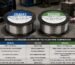 Two unopened spools of ER4043 and ER5356 aluminium TIG filler wire resting on a welding workbench