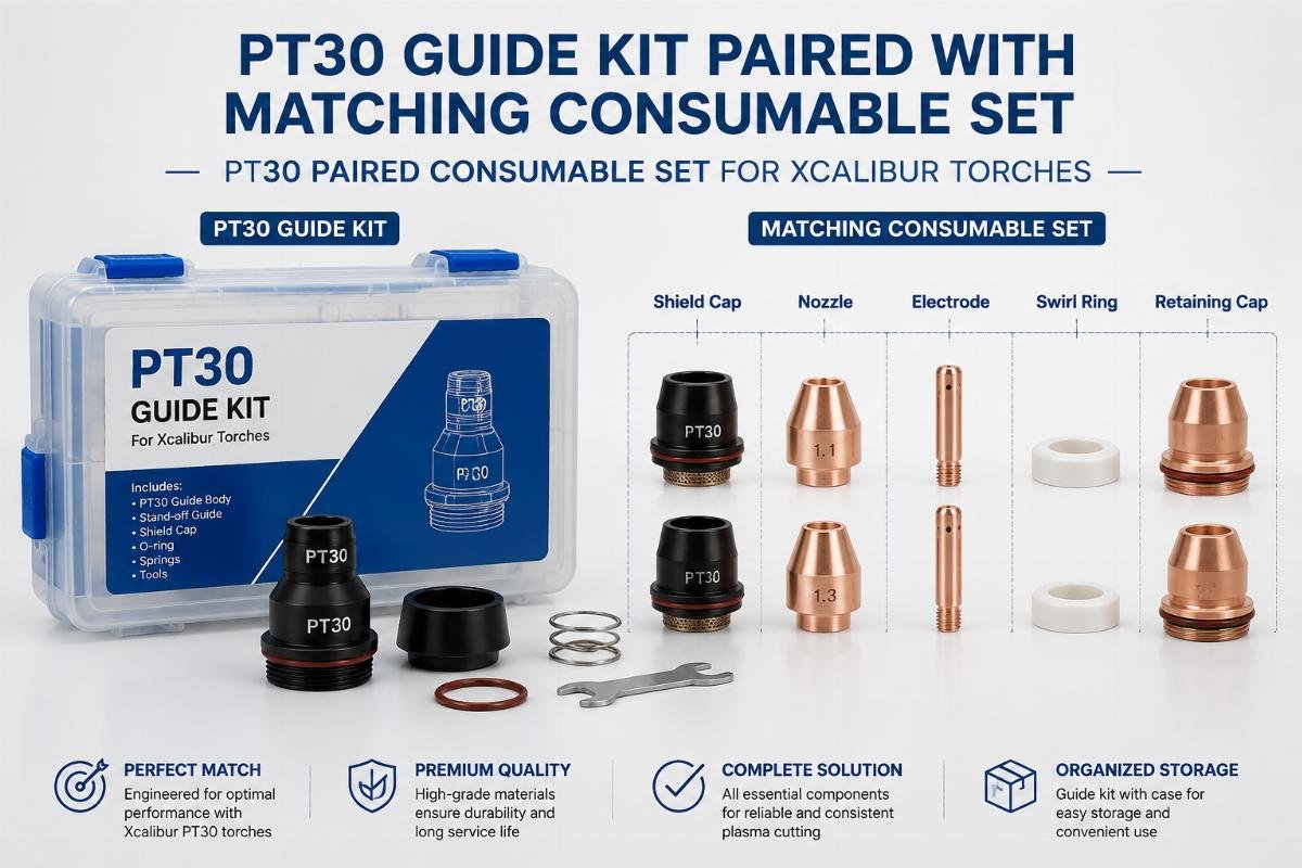 PT30 paired consumable set for Xcalibur torches PT30 guide kit paired with matching consumable set