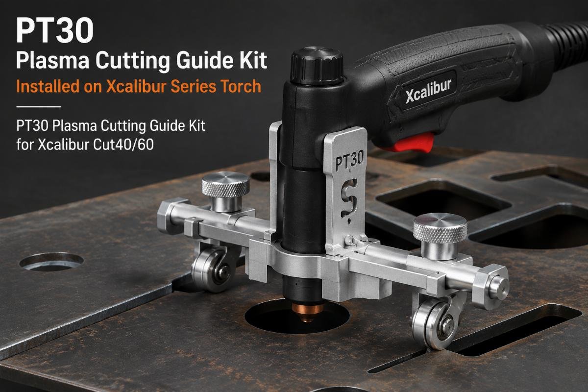 PT30 plasma cutting guide kit installed on Xcalibur series torch